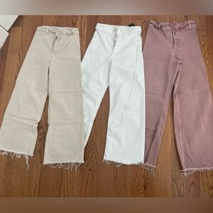 3 pairs of Zara marine jeans! White, tan and mauve. All size USA 2.